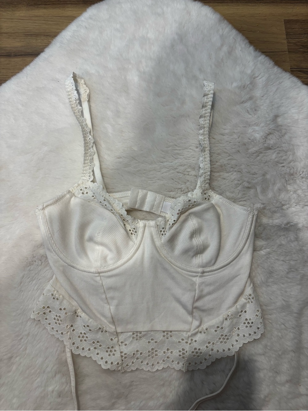 Women’s White Lace Trim Bustier Top
